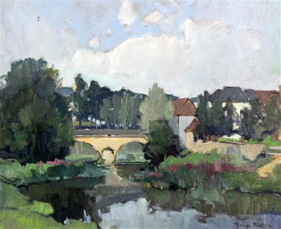 § Georges Charles Robin (French, 1903-2003) La Bouzanne a Pont Chretien, 12.5 x 15.5in.